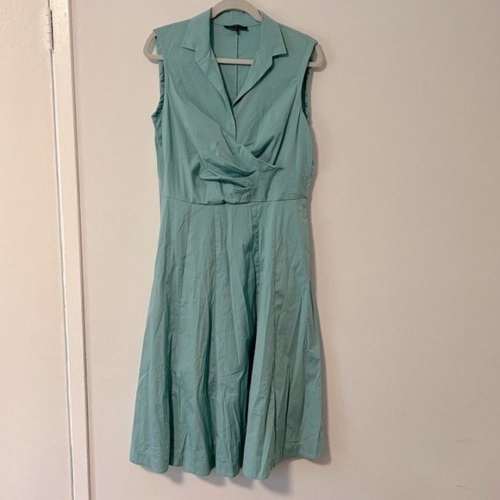 LAFAYETTE 148 NEW YORK Sleeveless Blue Collared Midi Dress